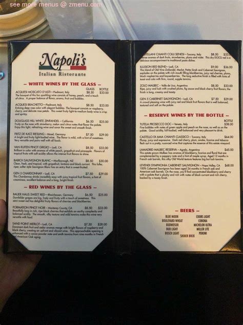 MORE PHOTOS. . Napolis italian restaurant marion menu